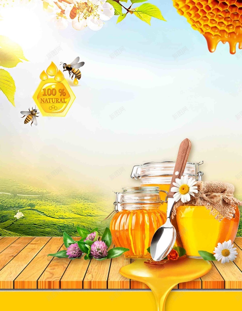 黄色蜂蜜清新美食宣传海报背景模板psd设计背景_88icon https://88icon.com 黄色蜂蜜 清新 美食 宣传 海报 背景模板 健康 营养 有机 绿色 天然 野生