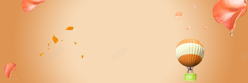 电商化妆品纯色底花瓣促销bannerpsd设计背景_88icon https://88icon.com 化妆品 纯色底 促销 电商 花瓣 banner 简约 热气球 橙色