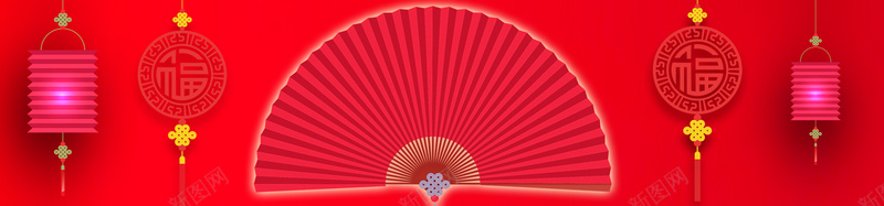 中国结扇子灯笼红色背景背景