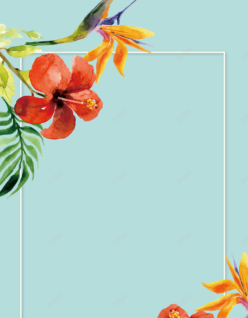 小清新花朵蓝色大气边框背景eps设计背景_88icon https://88icon.com 小清新 大气 花朵 蓝色 边框 手绘 花卉 卡通 童趣