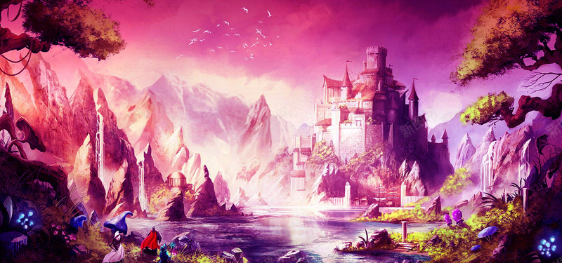 卡通魔幻城堡背景背景