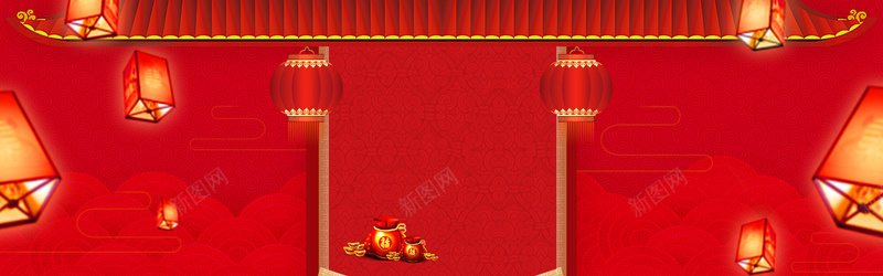 年货腊八节喜庆红色电商海报背景背景
