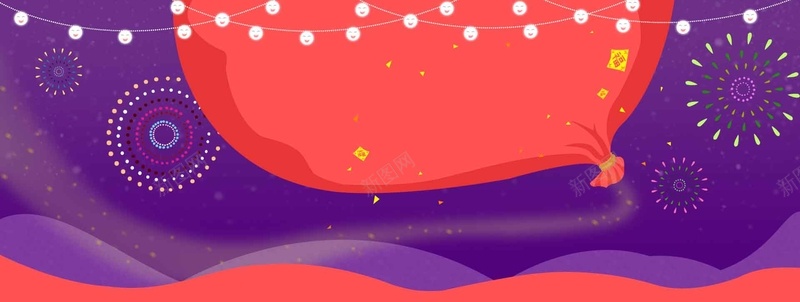 淘宝零食年货海报背景psd设计背景_88icon https://88icon.com 年货 促销 烟花 灯笼 几何 扁平 食品 零食 海报 背景