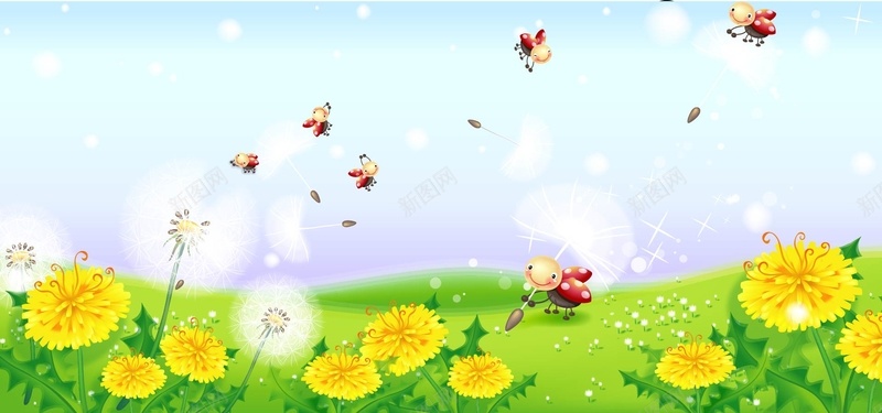 蜜蜂采蜜夏天风景背景eps设计背景_88icon https://88icon.com 蜜蜂 采蜜 卡通 忙碌 夏天 花朵 蒲公英 海报banner 童趣 手绘