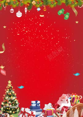 圣诞节简约红色banner背景