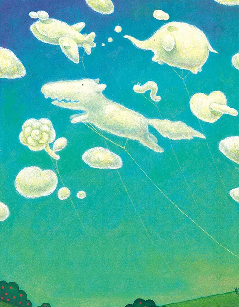 可爱卡通海报背景psd设计背景_88icon https://88icon.com 卡通 可爱 小猪 小象 白云 动物 天空 纹理 小鱼 质感