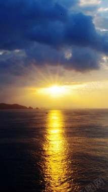 海边日出黄色倒影H5背景背景