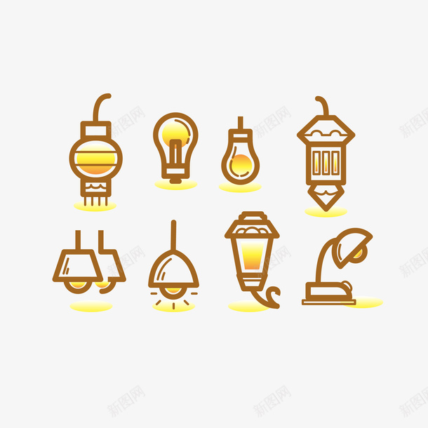 矢量卡通灯泡灯具图标ai免抠素材_88icon https://88icon.com 矢量 卡通 简约 简洁线条 灯 灯笼 灯泡 光源 灯具 吊灯 台灯 灯具图标