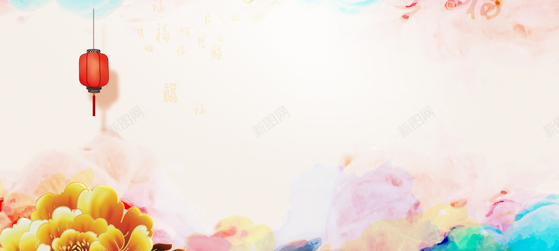 灯笼花瓣梦幻新年节日背景背景