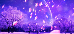 浪漫粒子大气花瓣舞星空月亮粒子背景素材高清图片