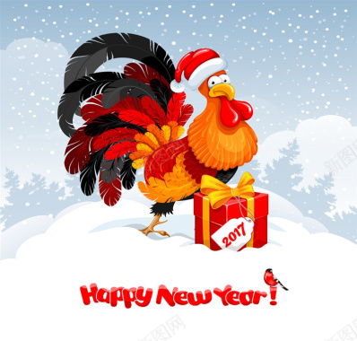 幽默大公鸡的新年背景背景