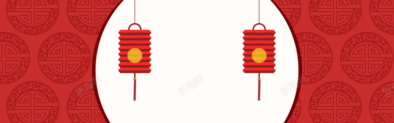 新年扁平红色海报banner背景背景