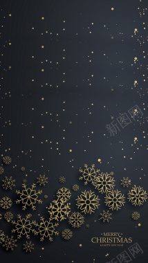 黑色圣诞背景和金色雪花H5背景背景