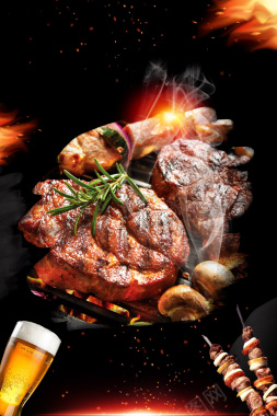 黑色夏季烤肉派对海报背景