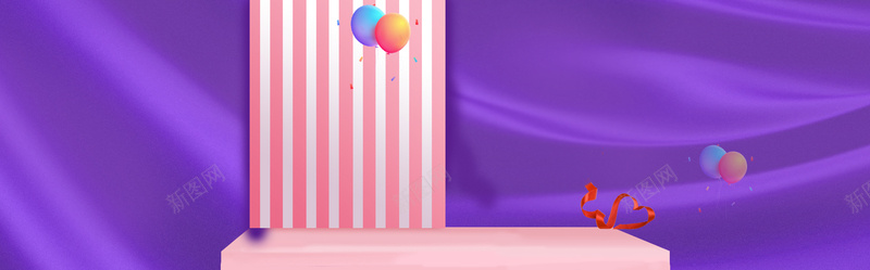 电商几何丝绸紫色banner背景背景