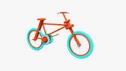 C4D蓝色橙色自行车素材