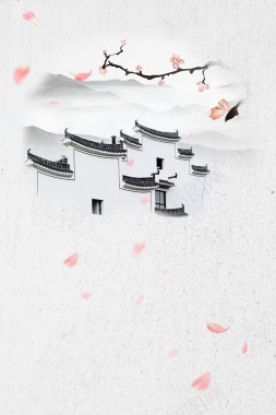 中国风古典江南建筑海报背景素材背景