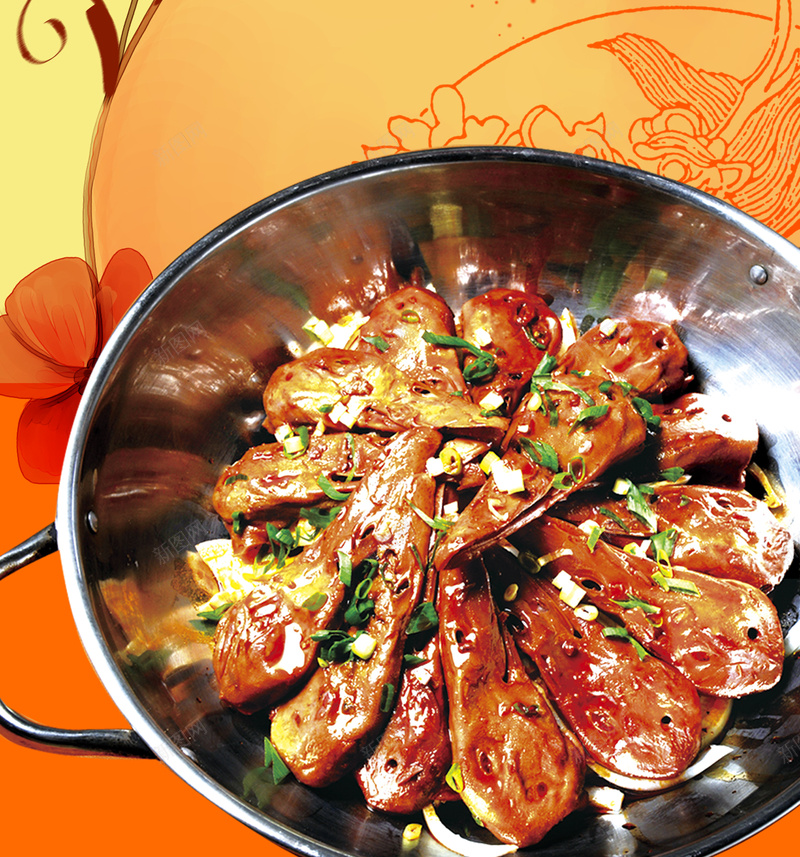 美食海报背景素材jpg设计背景_88icon https://88icon.com 麻辣香锅 橙色 花朵 食欲 鸭头 麻辣香锅鸭头海报 干锅 辣 菜单 菜谱 店长推荐 美食 餐厅 餐饮