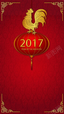 2017鸡年新春红色背景H5背景素材背景