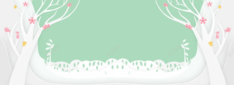 卡通花瓣简约绿色banner背景psd设计背景_88icon https://88icon.com 卡通花瓣 文艺 梦幻 浪漫 花瓣 小清新 简约 花 花朵 素材 广告 设计 背景 蕾丝 树叶 树枝