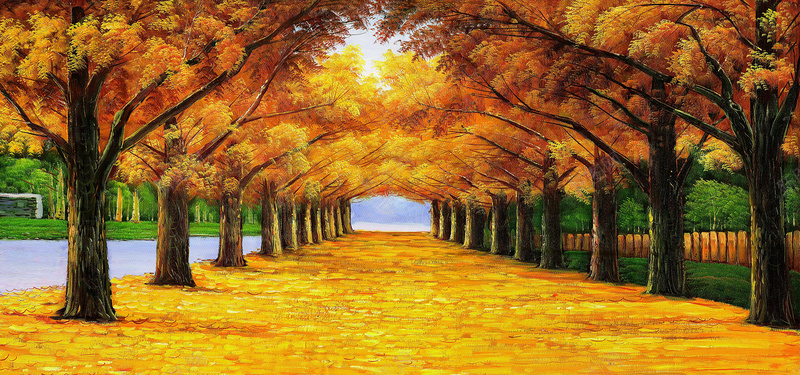 黄色秋季枫叶大自然海报背景