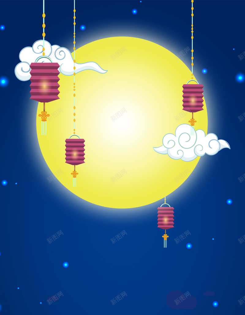 蓝色卡通唯美中国风中秋节PSD分层H5psd设计背景_88icon https://88icon.com H5 PSD分层 中国风 中秋节 云 卡通 唯美 星空 月亮 桂花 漫画 灯笼 祥云 蓝色