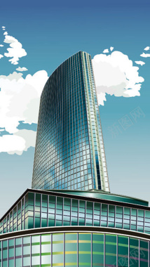 立体摩天大楼H5背景元素背景