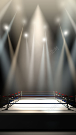 拳击台灯光下的拳击台画面背景图高清图片