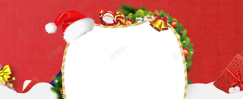 童趣圣诞节简约几何红色banner背景