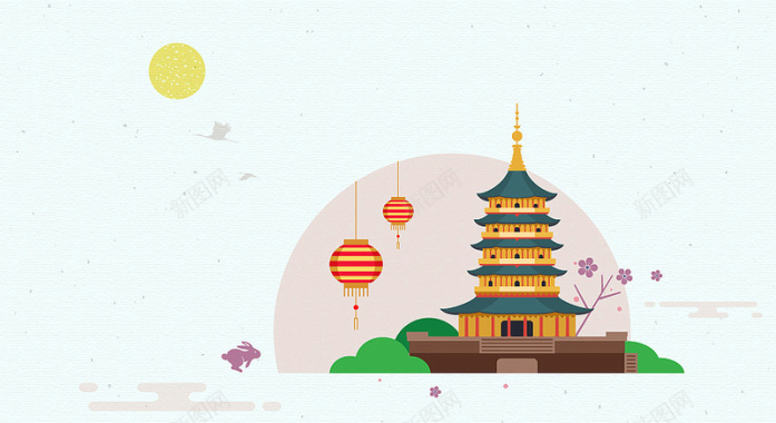 杭州西湖矢量旅游海报背景背景