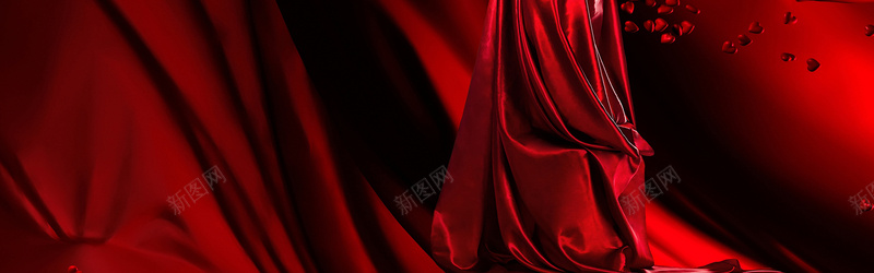 丝绸浪漫红色banner背景背景