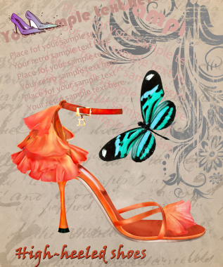 高跟鞋与蝴蝶背景素材背景