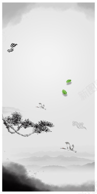 中国风水墨画传统文化宣传海报背景素材背景