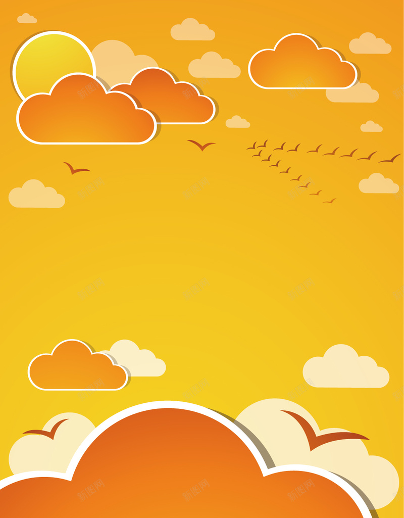 卡通橙色云朵h5背景jpg设计背景_88icon https://88icon.com 扁平化 云朵 卡通 开心 温暖 H5 h5 扁平 渐变 几何