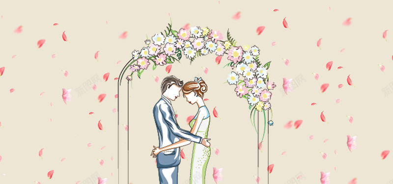 花瓣婚礼梦幻浪漫棕色banner背景psd设计背景_88icon https://88icon.com 结婚 婚礼 婚庆 花瓣婚礼 小清新 文艺 手绘 花环 新娘 童趣 花瓣 素材 背景 广告 设计