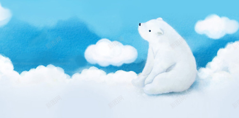 北极熊可爱手绘背景psd设计背景_88icon https://88icon.com 云朵 冰山 冰川 北极 北极圈 北极熊 卡通 可爱 坐着的北极熊 手绘 模型 熊 白云 白色熊