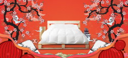 花朵床裙家装节树枝沙发纹理渐变红色banner高清图片