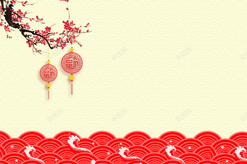 梅花灯笼祥云新年节日背景jpg设计背景_88icon https://88icon.com 欢天喜地 喜庆 团圆 新年 春节 元宵 节日背景 年货促销背景 海报 贺卡 梅花 灯笼 祥云