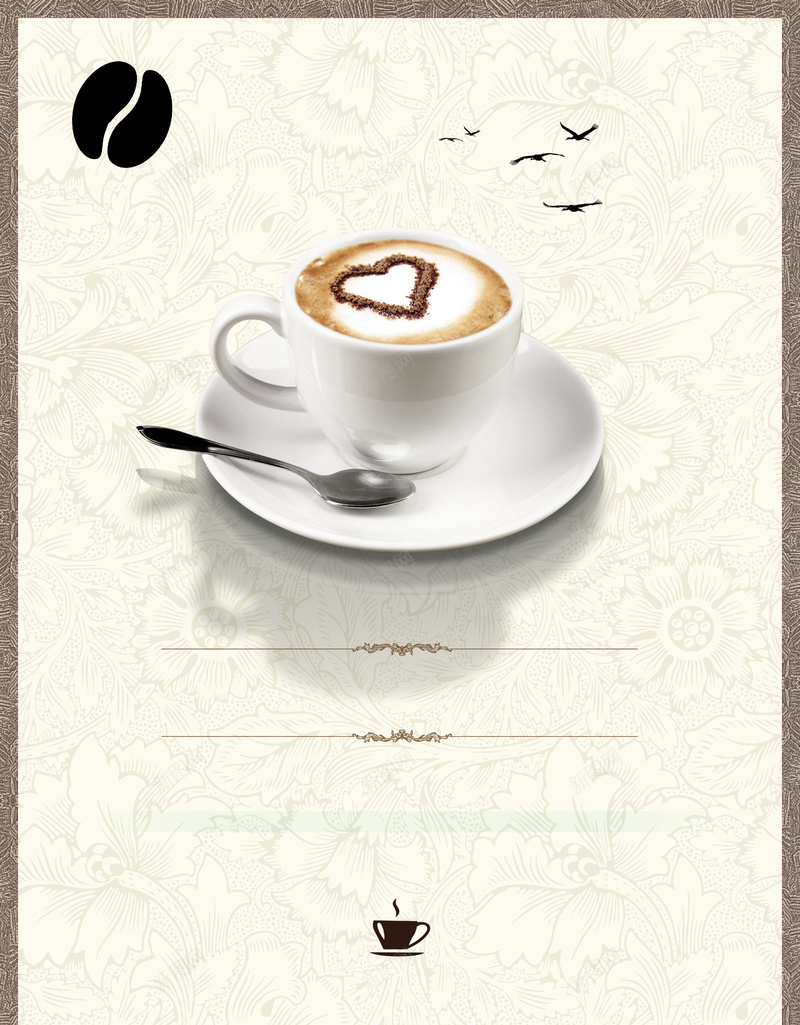 创意时尚咖啡海报psd设计背景_88icon https://88icon.com 花纹背景 咖啡杯 创意 咖啡 简洁 创意时尚咖啡招聘海报素材 招聘 咖啡店招聘 心形咖啡 勺子 加入