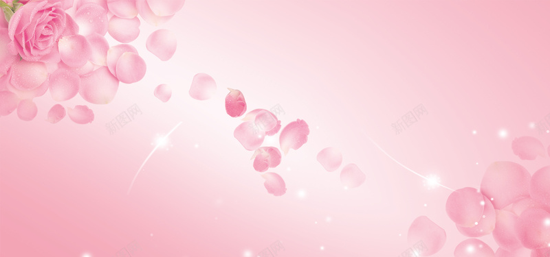 浪漫粉玫瑰花瓣背景背景
