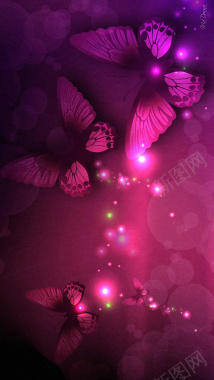 粉紫色蝴蝶H5背景背景
