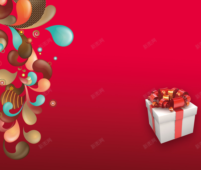 礼物盒psd设计背景_88icon https://88icon.com 红色礼物盒 彩色装饰 纹理 质感