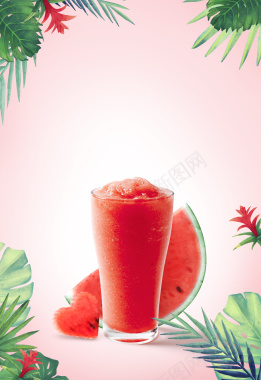 夏天冷饮西瓜汁海报背景背景