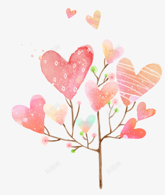 淡雅可爱心形小树png免抠素材_88icon https://88icon.com 心形小树 水彩 免扣元素 淡雅可爱