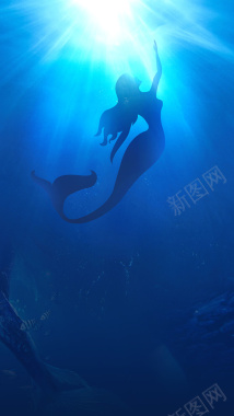 蓝色深海美人鱼h5背景背景