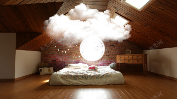 室内云朵创意设计平面广告背景