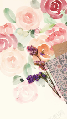 彩色手绘玫瑰花手机端H5背景背景