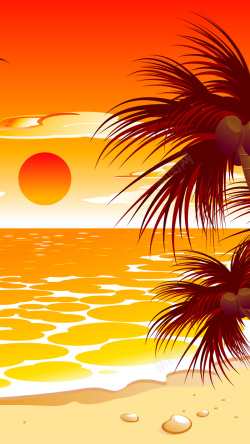橙色椰子海岛椰子树背景高清图片