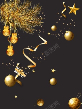 圣诞节狂欢高端黑金色折扣海报背景