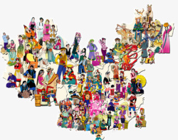 56民族人物56个民族卡通高清图片